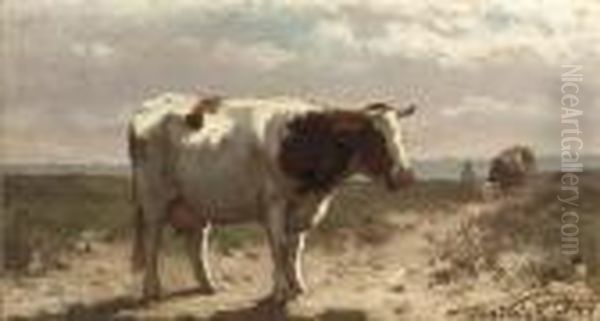 A Cow In A Field Oil Painting by Jan Martinus Vrolijk