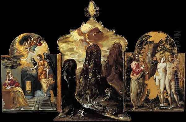 The Modena Triptych (back panels) Oil Painting by El Greco (Domenikos Theotokopoulos)