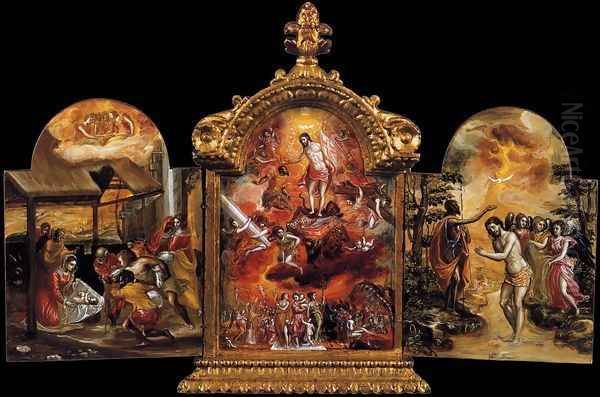 The Modena Triptych (front panels) Oil Painting by El Greco (Domenikos Theotokopoulos)