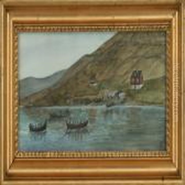 Scenery From Faroe Oil Painting by Joen Waagstein