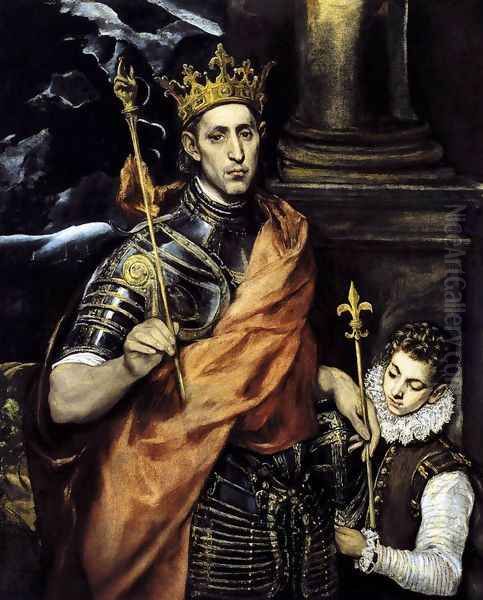 St Louis, King of France, with a Page Oil Painting by El Greco (Domenikos Theotokopoulos)