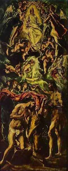 The Baptism Of Christ 1590s Oil Painting by El Greco (Domenikos Theotokopoulos)