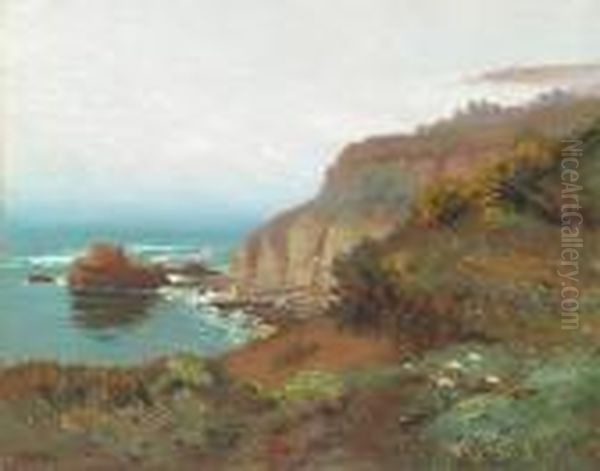 Foggy Coast Oil Painting by Elmer Wachtel