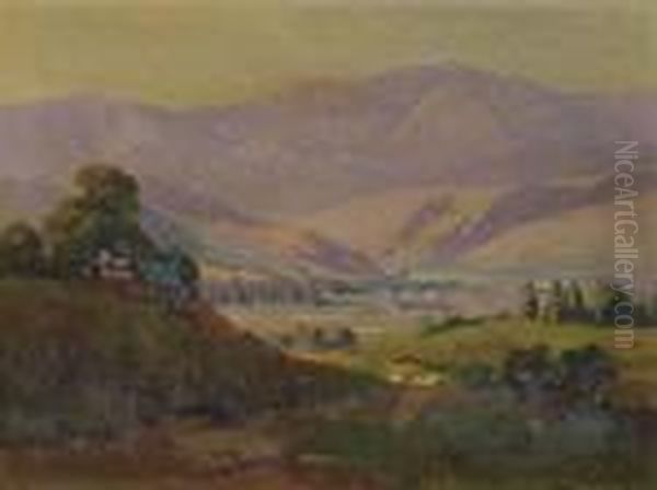 Mountain Valley Oil Painting by Elmer Wachtel