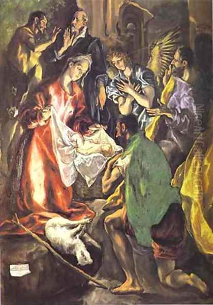 The Adoration Of The Shepherds (Detail) 1596-1600 Oil Painting by El Greco (Domenikos Theotokopoulos)