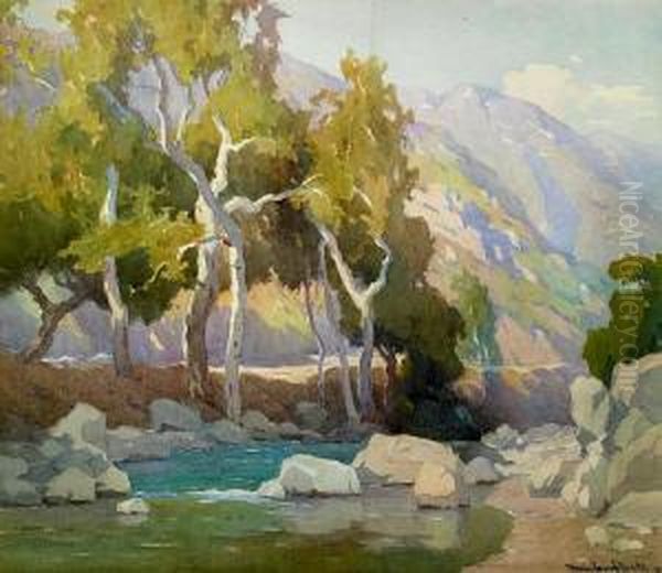 Trees And Stream Oil Painting by Marion Kavanaugh Wachtel