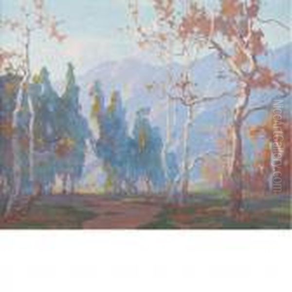 Landscape With Mountains Oil Painting by Marion Kavanaugh Wachtel