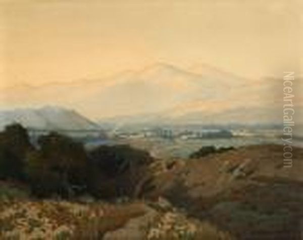 Panoramic California Landscape Oil Painting by Marion Kavanaugh Wachtel