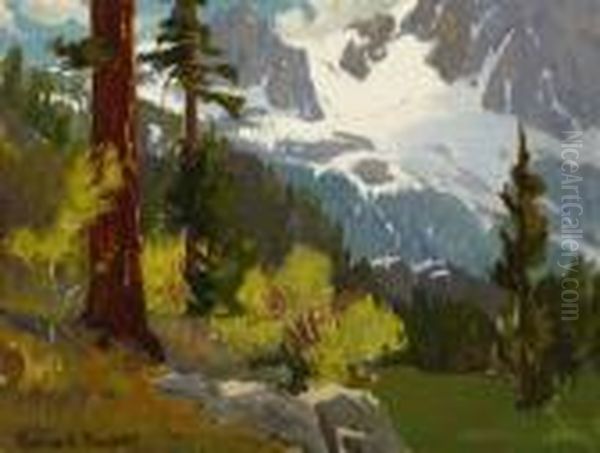 Redwood Trees In A Sierra Mountain Landscape Oil Painting by Marion Kavanaugh Wachtel