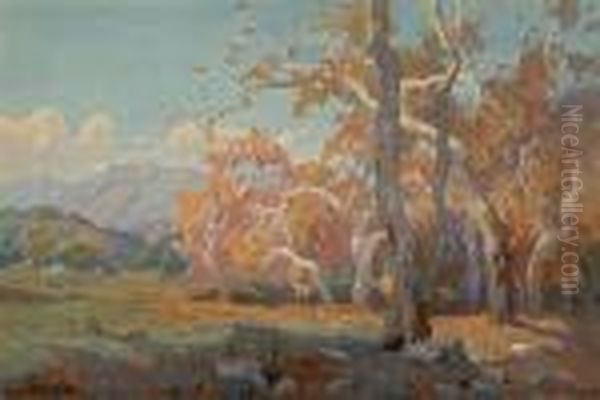 Sycamores Near Santa Paula Oil Painting by Marion Kavanaugh Wachtel