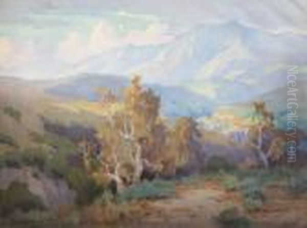 After The Rain, Santa Monica Hills Oil Painting by Marion Kavanaugh Wachtel