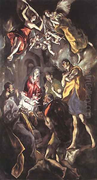 The Adoration Of The Shepherds C 1614 Oil Painting by El Greco (Domenikos Theotokopoulos)