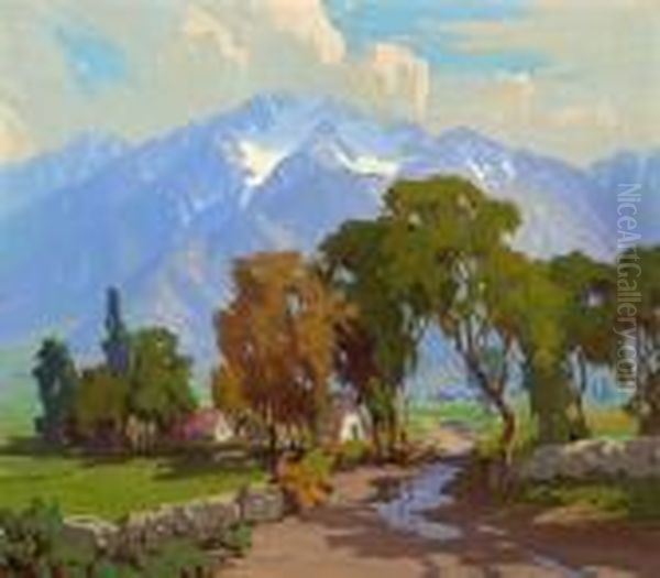 High Sierra From Owens Valley,california Oil Painting by Marion Kavanaugh Wachtel