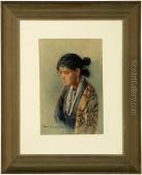 Portrait Of A Young Indian Girl Oil Painting by Marion Kavanaugh Wachtel