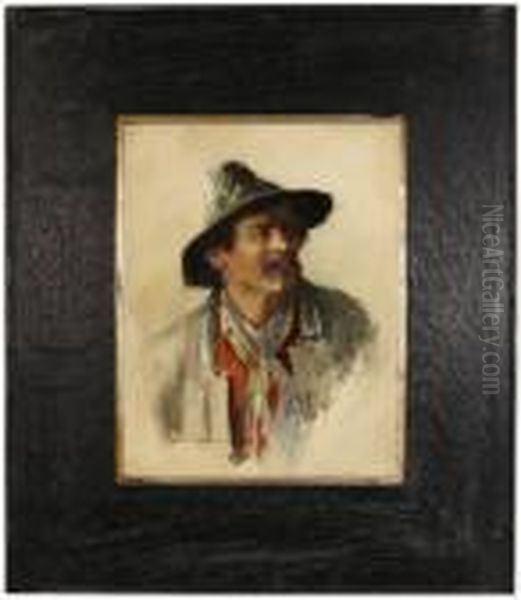 Portrait Of A Mustachioed Man Oil Painting by Marion Kavanaugh Wachtel