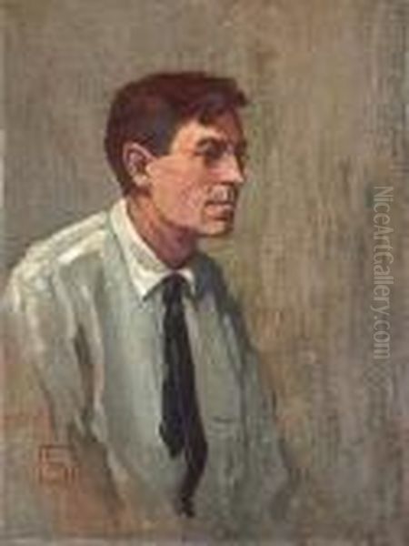 A Portrait Of Elmer Wachtel Oil Painting by Marion Kavanaugh Wachtel