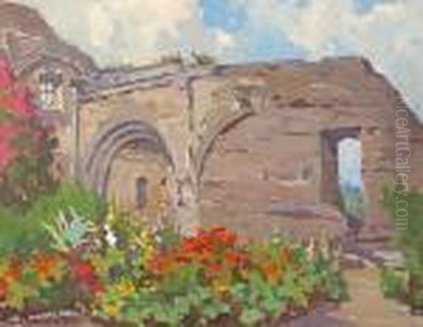 San Juan Capistrano Flowers Oil Painting by Marion Kavanaugh Wachtel