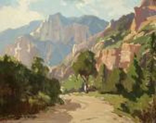 Road In A California Landscape Oil Painting by Marion Kavanaugh Wachtel