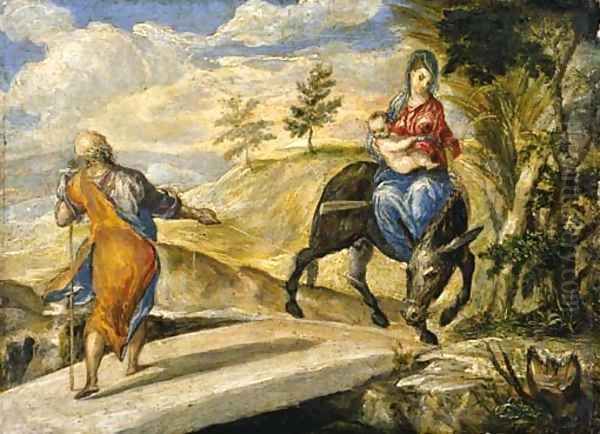 The Flight into Egypt Oil Painting by El Greco (Domenikos Theotokopoulos)