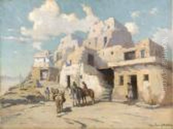 Pueblo At Walpi Oil Painting by Marion Kavanaugh Wachtel