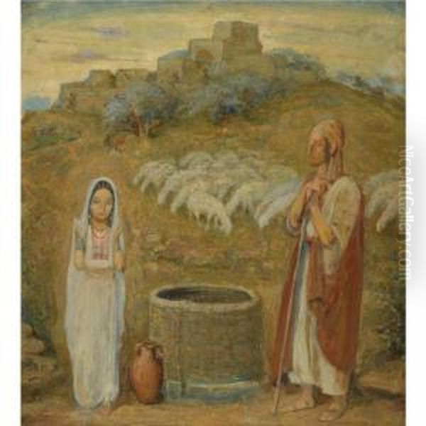 Rachel And Jacob At The Well Oil Painting by Wilhelm Wachtel