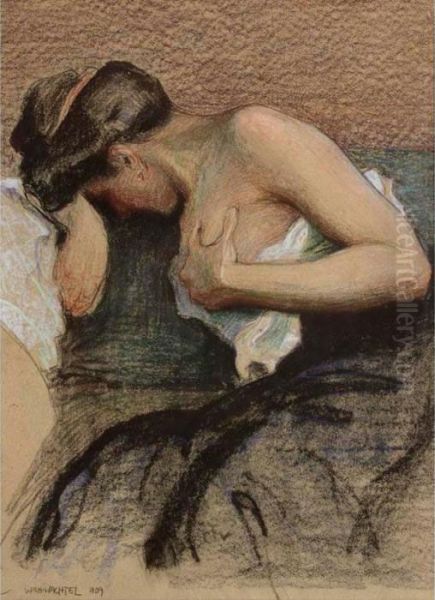 Pensive Moment Oil Painting by Wilhelm Wachtel