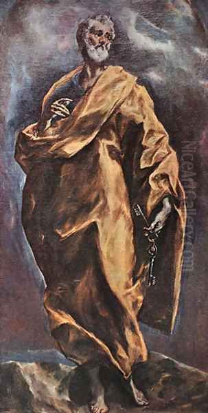 Saint Peter 1610-14 Oil Painting by El Greco (Domenikos Theotokopoulos)