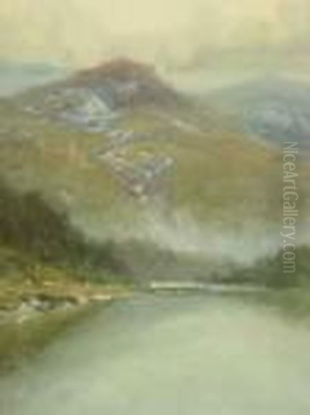 Tranquil Valley Lake Oil Painting by William Joseph Wadham