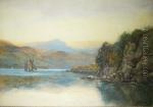 Evening On Themawddach, West Wales Oil Painting by William Joseph Wadham