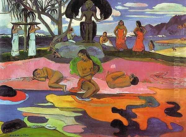 Mahana No Atua Aka Day Of The Gods Oil Painting by Paul Gauguin