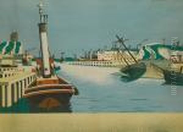 Imaginary Harbour Oil Painting by Edward Wadsworth