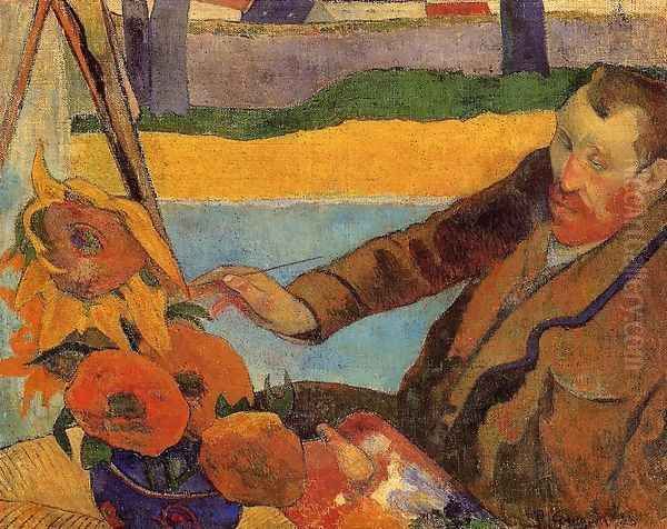 Portrait Of Vincent Van Gogh Painting Sunflowers Aka Villa Rotunda By Emma Ciardi Oil Painting by Paul Gauguin