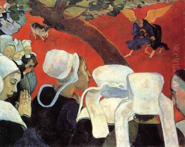 The Vision After The Sermon Aka Jacob Wrestling The Ange Oil Painting by Paul Gauguin