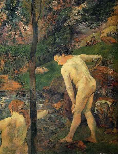 Two Girls Bathing Oil Painting by Paul Gauguin