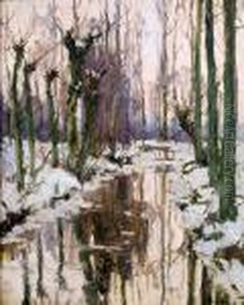 Ruisseau Dans Un Paysage D'hiver Oil Painting by Victor Wagemaekers