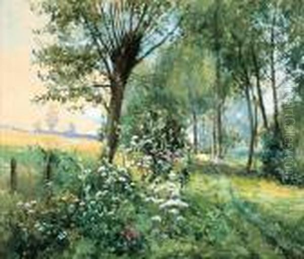 Summer Landscape With Field Flowers Oil Painting by Victor Wagemaekers