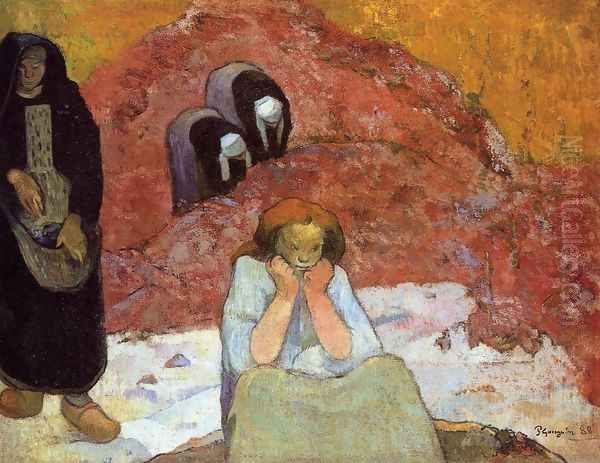 Grape Harvest In Arles Aka Human Misery Oil Painting by Paul Gauguin