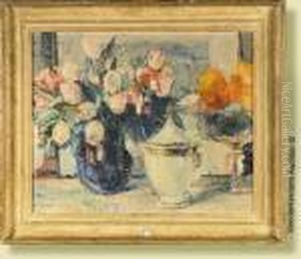 Nature Morte Aux Tulipes Oil Painting by Maurice Wagemans