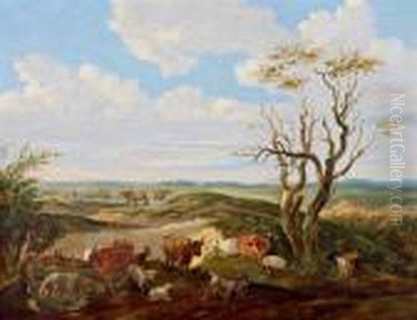 Wagenbauer Hatte Sich In Seinen 
Gemalden Auf Die Darstellung Vonweidendem Vieh In Der Landschaft 
Oberbayerns Spezialisiert Oil Painting by Max Joseph Wagenbauer