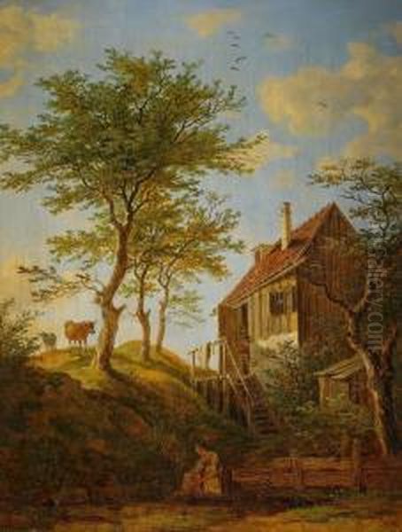 Pastoralt Landskap Oil Painting by Max Joseph Wagenbauer