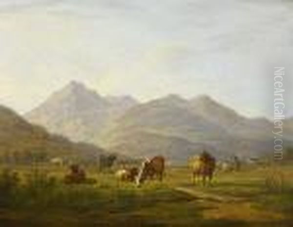 Gebirgsgegend Bei
 Mittenwald Oil Painting by Max Joseph Wagenbauer