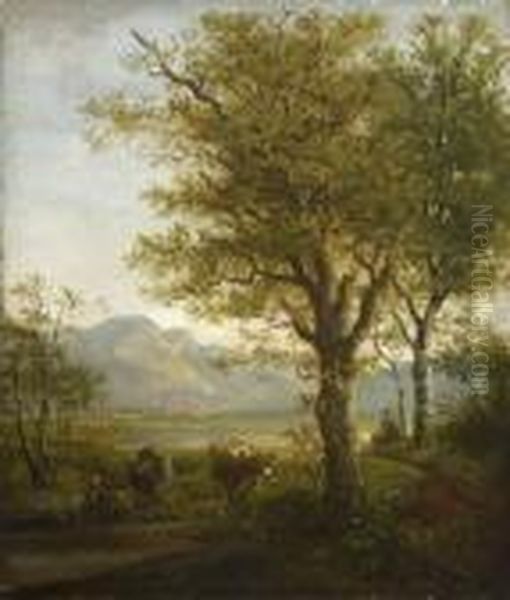 Oberbayerische Landschaften Oil Painting by Max Joseph Wagenbauer