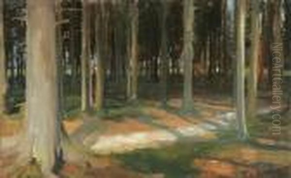 Lochhamer Forest Near Munich--1889 Oil Painting by Ferdinand Ii Wagner