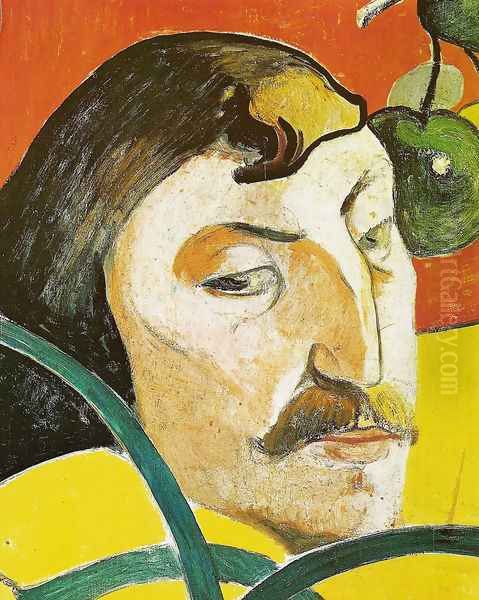 Caricature portrait of Paul Gaugin (detail) Oil Painting by Paul Gauguin