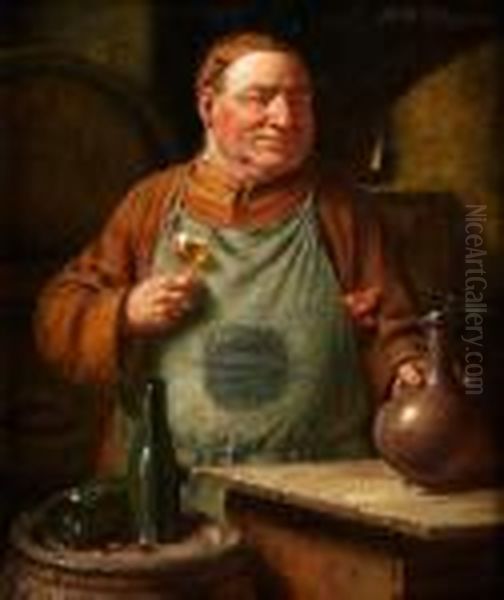 Monch Als Kellermeister Bei Der Weinprobe Oil Painting by Fritz Wagner