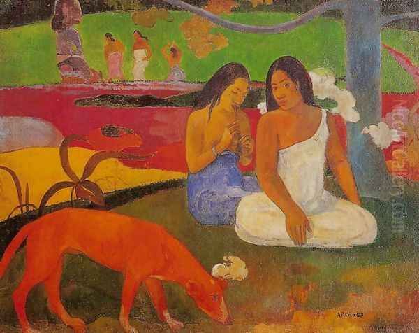 Arearea Aka Joyousness Oil Painting by Paul Gauguin