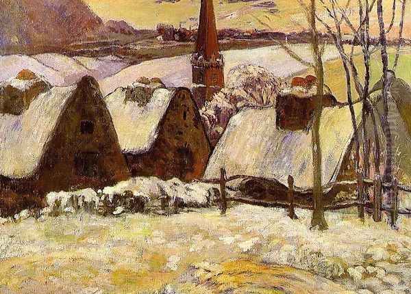 Breton Village In The Snow Oil Painting by Paul Gauguin