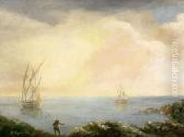 Tengerpart Vitorlasokkal Oil Painting by Hans Johann Wagner