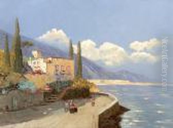 Mediterran Tengerpart Oil Painting by Hans Johann Wagner