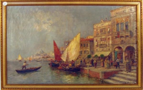 Oil On Canvas Venice Scene Oil Painting by Carl Wagner